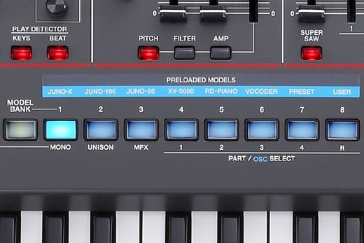 roland juno-x sound modes panel