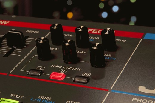roland juno-x chorus dials closeup