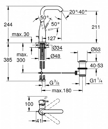 GROHE ברז לכיור אמבטיה רוז גולד דגם 32628DL1