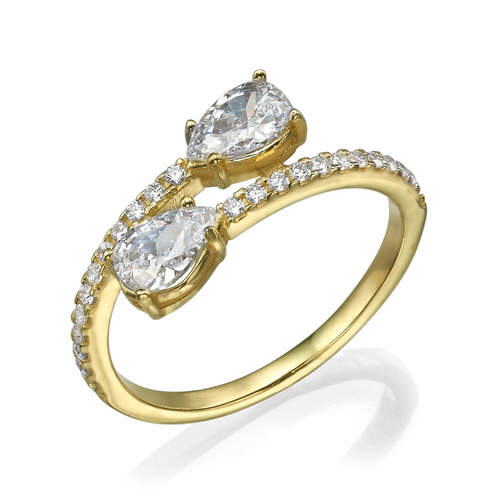 טבעת בעיצוב טיפות מזהב 14K
