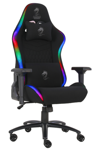 כיסא גיימינג Dragon SPACE Plus כולל שלט עם תאורת RGB צבע שחור/בד 