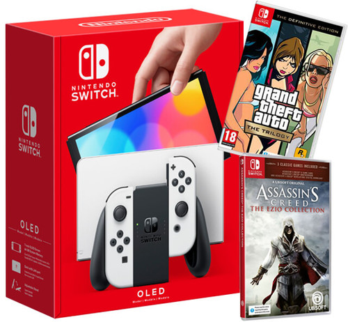  nintendo switch oled + gta trilogy +assassin's creed