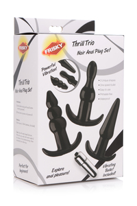 סט פלאגים רוטטים למתחילות XR Brands - Thrill Trio Anal Plug Set - Black