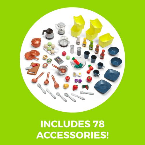 המטבח המושלם לילדים עם 78 אביזרי משחק, מכונת פופקורן, מקרר ותנור מאירים 8675