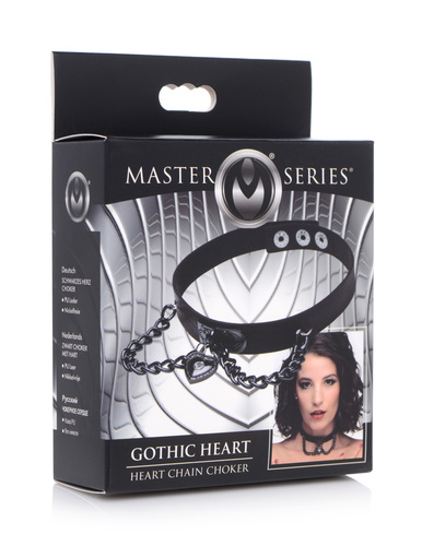 קולר קינקי לב גוטי   XR Brands -Gothic Heart Chain Choker 
