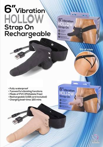 תותב סטרפאון נטען 7 מצבי רטט  לגבר Seven Creations - Vibrating Hollow Strap On
