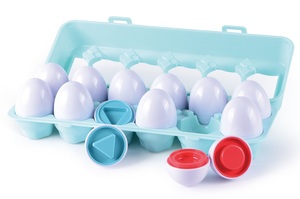 סט 12 ביצים ומארז למשחק התאם צורה ולימוד צבעים