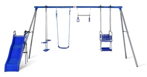 מתקן חצר ענק ל 7 ילדים עם 3 נדנדות, מתקן תליה ומגלשה