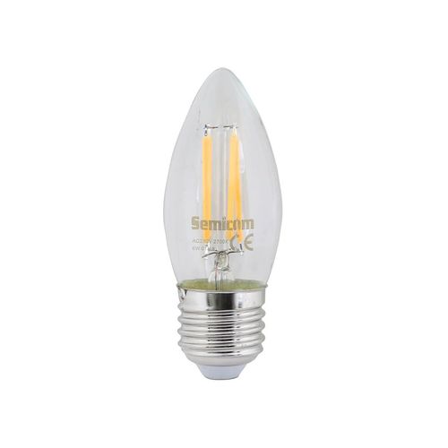 נורת לד פילמנט נר שקוף 6W אור צהוב WARM WHITE E27