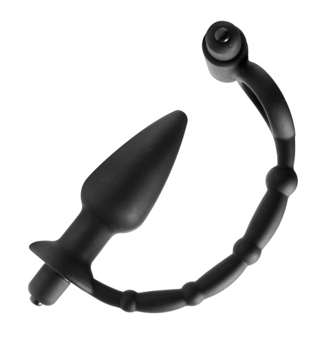 טבעת רטט עם פלאג אנאלי  XR Brands - Viaticus Dual Cock Ring and Anal Plug Vibe