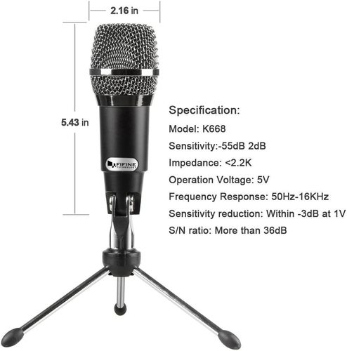 מיקרופון שולחני USB עם מעמד Fifine K668