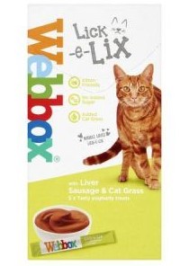 ובוקס Webox מקלות ליקוקים  לחתול על בסיס רוטב כבד ודשא (5 יח) 50 גרם