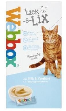 ובוקס Webox מקלות ליקוקים  לחתול על בסיס חלב ויוגורט (5 יח) 50 גרם