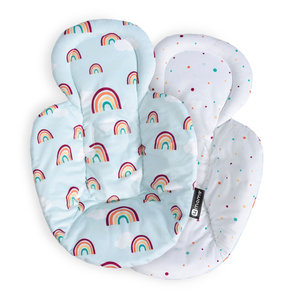 מקטין דו-צדדי מרופד לתינוק לנדנדות וטרמפולינות - קשת בענן/נקודות