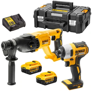 סט נטען 18V בראשלס מקצועי פטישון + מברגת אימפקט + 2 סוללות DeWALT DCK2023M2T BL 4Ah 