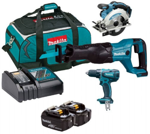 סט מברגה מסור חרב ומסור עגול נטענים מבית Makita