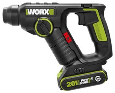 פטישון נטען 20V פוטר מתחלף כולל סוללות 2A+4A מבית WORX