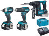 סט מברגות ופטישון BL + סוללות 4A דגם DLX2227 מתוצרת Makita