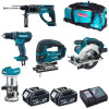 סט מברגה + מסור עגול + מסור אנכי + פטישון + טרימר נטענים 18V מבית MAKITA
