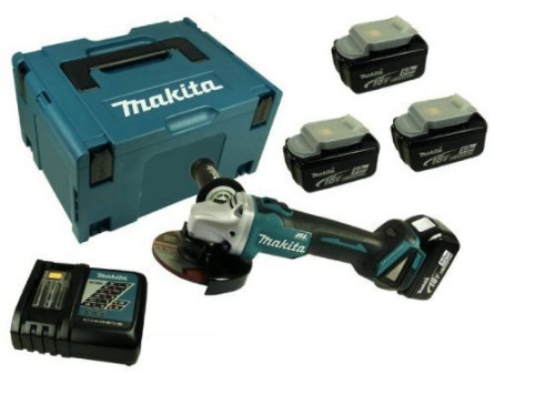 משחזת נטענת 18V BL דגם DGA504 כולל 4 סוללות 5AH מבית MAKITA