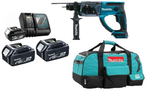 פטישון 18V נטען + 2 סוללות 5AH דגם DHR202RME מבית MAKITA