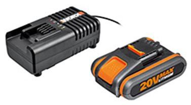 ערכת סוללה 20V 2A ומטען מהיר כתום מבית WORX
