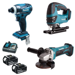 סט 18V אימפקט + משחזת 4.1/2 + מסור אנכי מבית MAKITA
