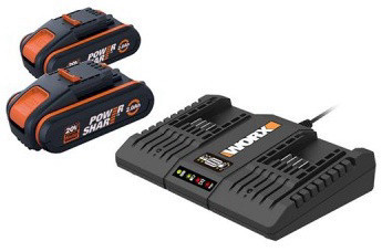 מטען 20V כפול + 2 סוללות 2A דגם WA3610 מבית WORX