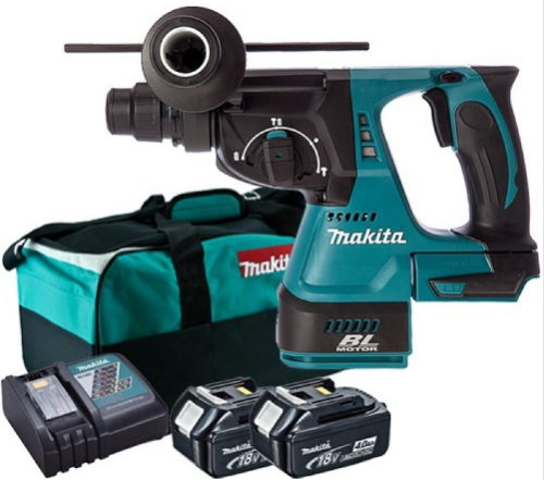 פטישון DHR242 נטען 18V + סוללות 5AH מבית Makita