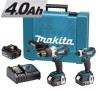 סט מברגה + אימפקט 18V כולל 3 סוללות 4AH ומטען דגם DLX2005 מבית Makita מקיטה