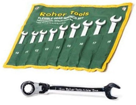 סט 9 מפתחות 10-19MM רינג רצ'ט פלקס / פתוח בנרטיק מבית ROHER