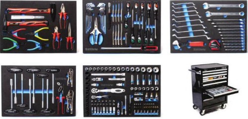 עגלת כלים משופרת 10 מגירות + 198 כלים מבית GS KING TOOLS