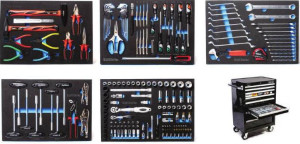 עגלת כלים משופרת 10 מגירות + 198 כלים מבית GS KING TOOLS