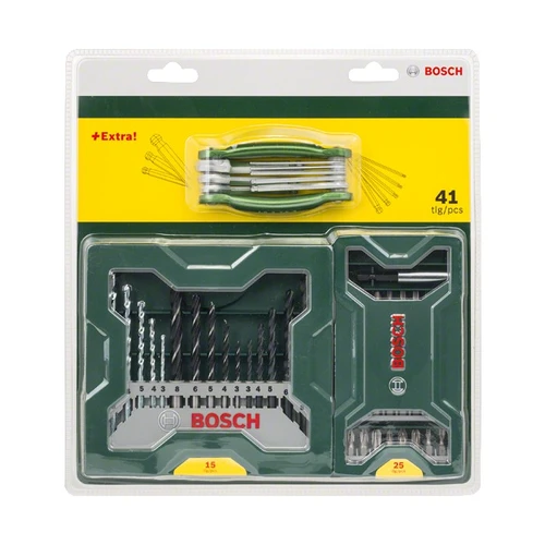 סט 41 חלקים ביטים מקדחים וסט מפתחות הלן BOSCH X-line 