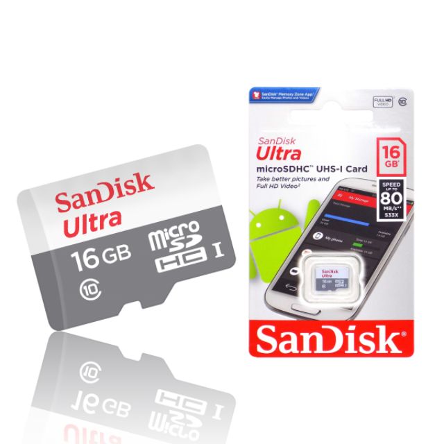 כרטיס זכרון SanDisk Ultra Micro SDHC SDSQUNS-016G-GN - בנפח 16GB