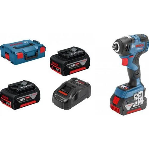 מברגת אימפקט רטיטה נטענת בראשלס + 2 סוללות BOSCH GDR 18V EC - 200C 5Ah