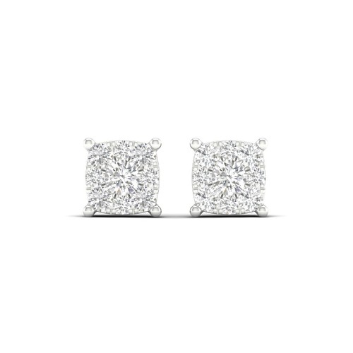 עגילי יהלומים פרח אסוף (0.25ct) מזהב 14K