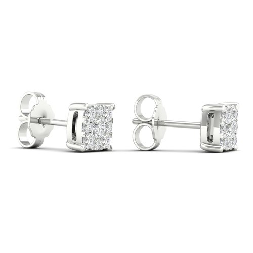 עגילי יהלומים פרח אסוף (0.25ct) מזהב 14K