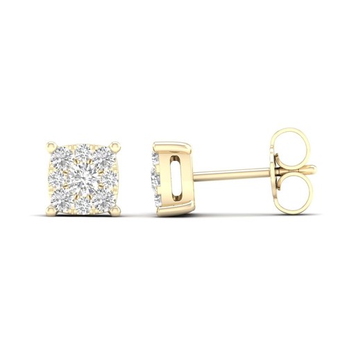 עגילי יהלומים פרח אסוף (0.25ct) מזהב 14K
