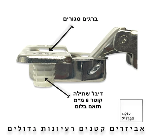 מידות ציר כפוף לדלתות מטבח טריקה שקטה תואם בלום DTC - עולם הפרזול