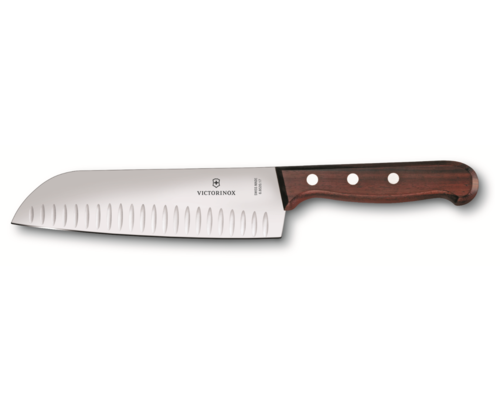 סכין סנטוקו להב מחורץ ידית Rosewood