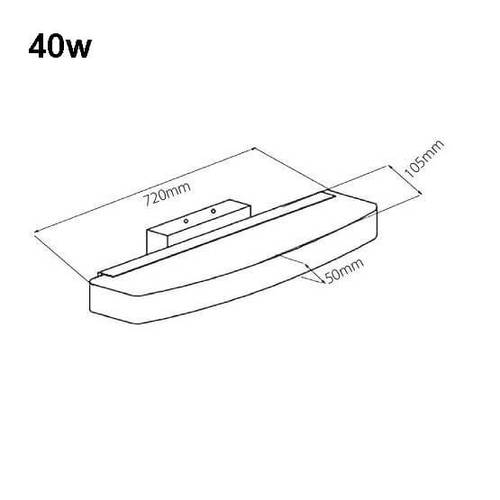 קיר אקריל מאורך טמפה 40W לבן / שחור TAMPA