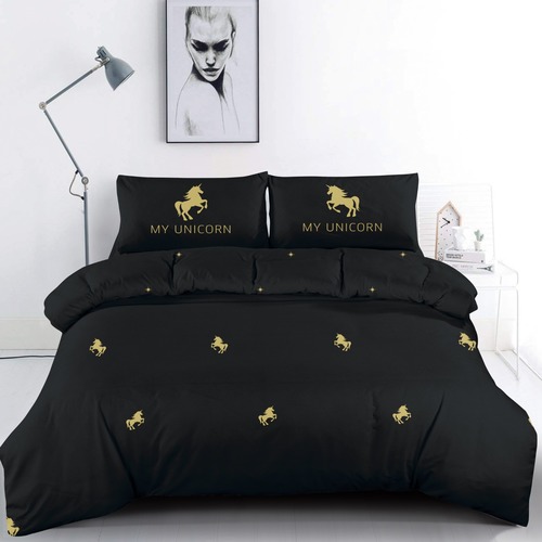 סט מצעים זוגי 100% כותנה Black & Gold Cotton 16