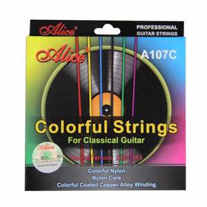 סט מיתרים צבעוניים לגיטרה קלאסית Alice A107C Colourful