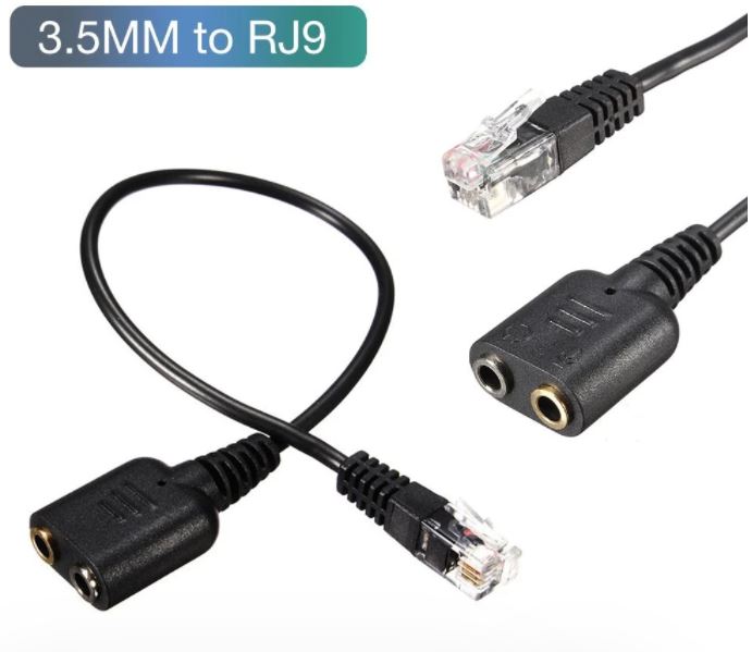 כבל מתאם RJ9 זכר ל 3.5mm AUX שתי נקבות