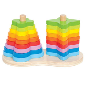 משחק השחלת צורות כפול מעץ - קשת הצבעים