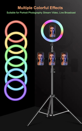 מנורה סלפי LED צבעונית - קוטר הטבעת 26 ס