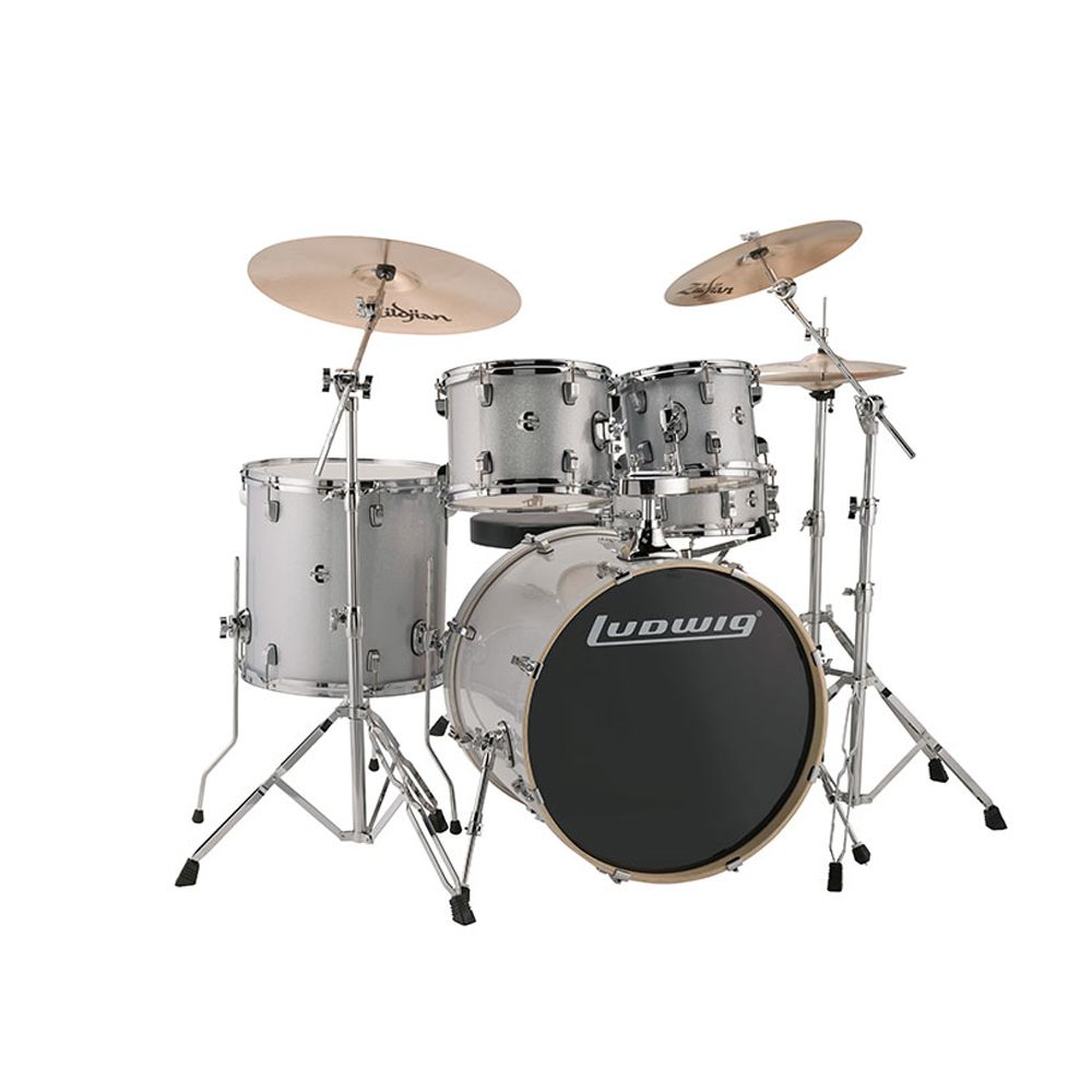 מערכת תופים 22" עם אביזרים LUDWIG Evolution Silver/White Sparkle