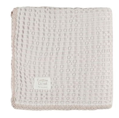 שמיכת פיקה וופל 75X100 מפקנת רכה ונעימה Cotton Cloud צבע ורוד