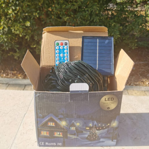 וילון סולארי דקורטיבי 320 LED לבן חם כולל שלט